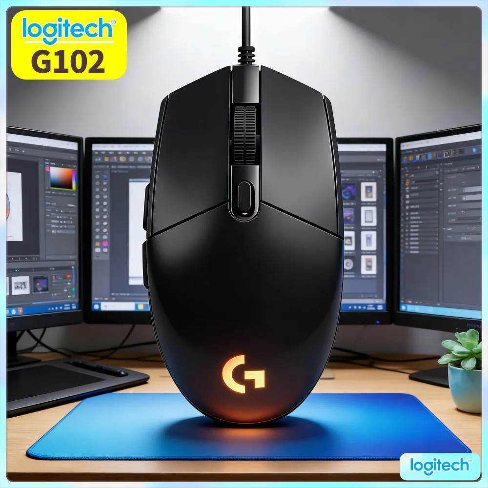 Logitech G102 Wired Gaming Mouse,Uniform Weight Allocation,Stop Mouse Tilt During Fast Horizontal Sliding Control