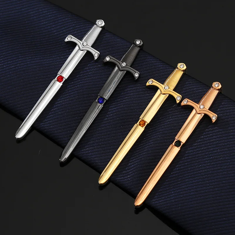 Men\'s tie clip 2024 new copper material sword shape tie accessories