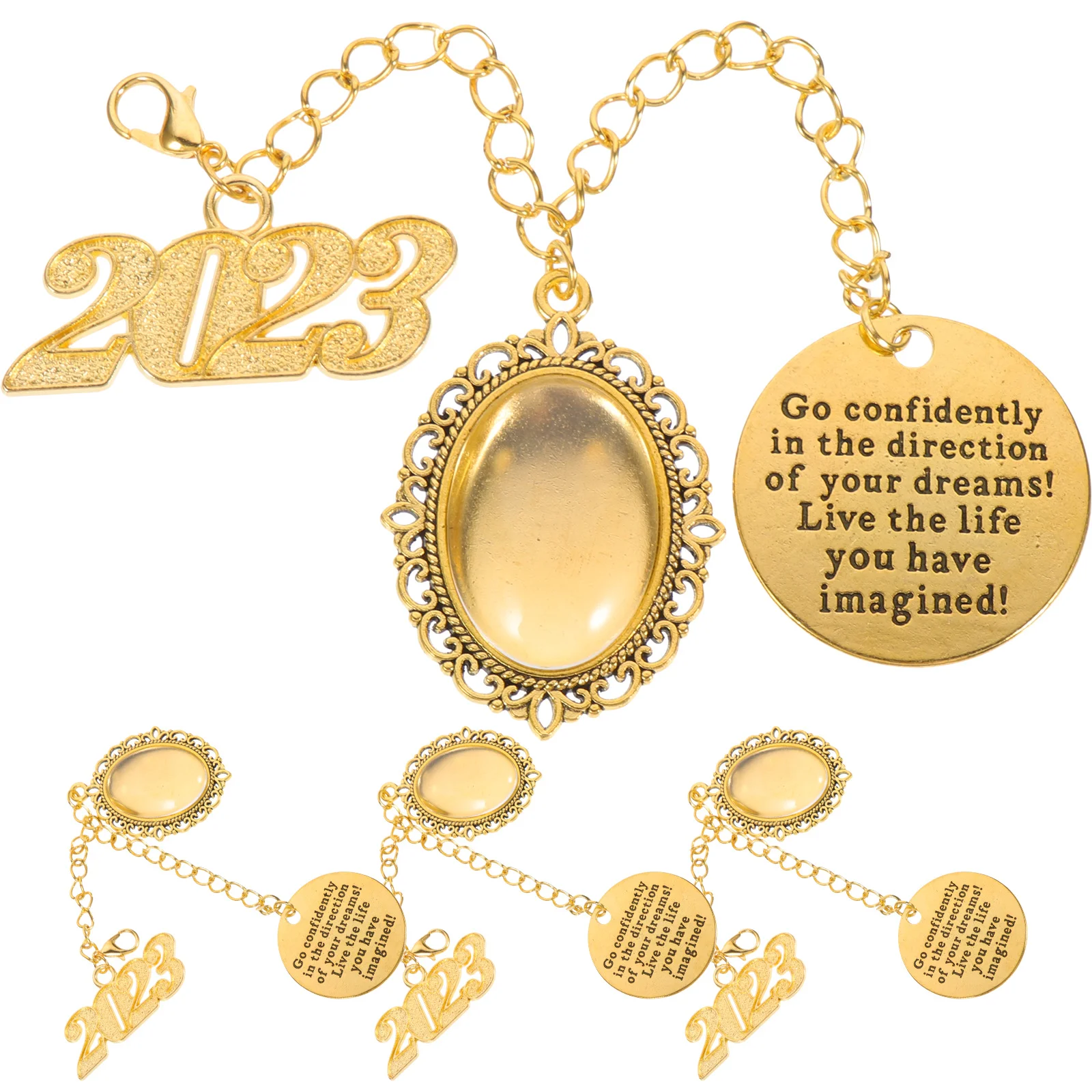 

4pcs Diy Photo Charms Vintage Alloy Frame Bases For Graduation Cap Decor 2023 Party Supplies Memorial Pendant Making Kit