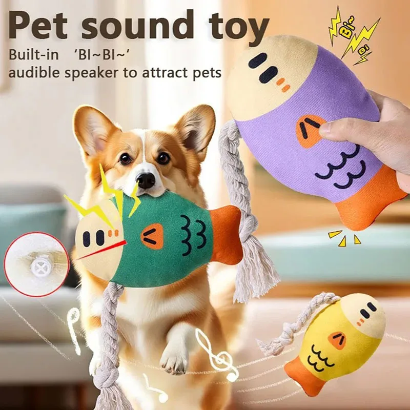 Dog Squeaky Toy Simulation Fathead Fish - Chew Toy for Teeth Cleaning & Boredom Relief, Durable Pet Play Toy