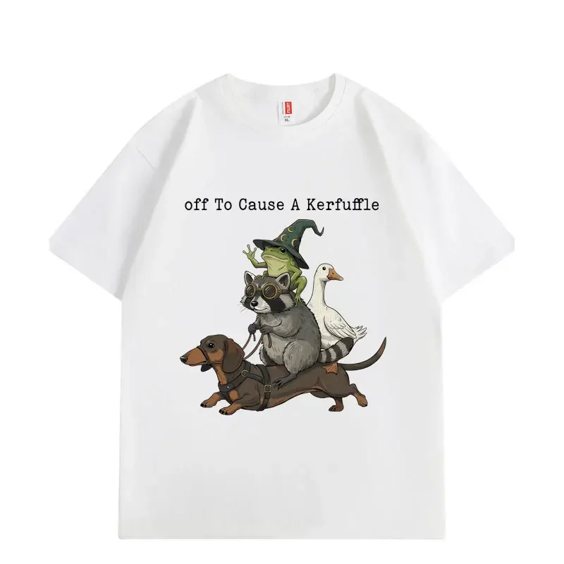 Off To Cause A Kerfuffle Funny Animal Graphic T Shirts High Quality Fashion Oversized T-shirts Men Women Cotton T-shirt
