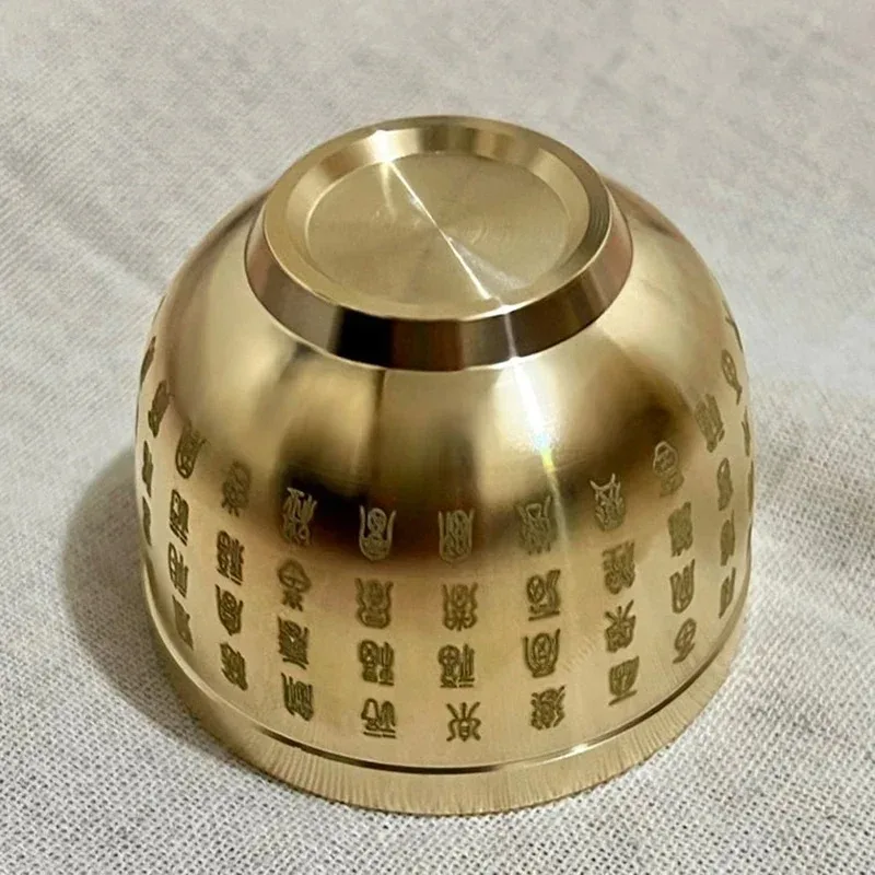 Solid Brass Hundred Blessings Mini Cup Table Decor, Multi-use Ashtray Snack Bowl, Fortune Pattern Collectible Ornament