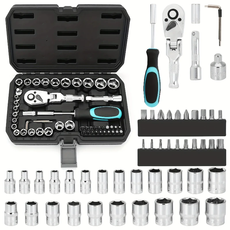 

Auto repair tool set, drive socket wrench set with hexagonal wrench head, used for car repair and maintenance