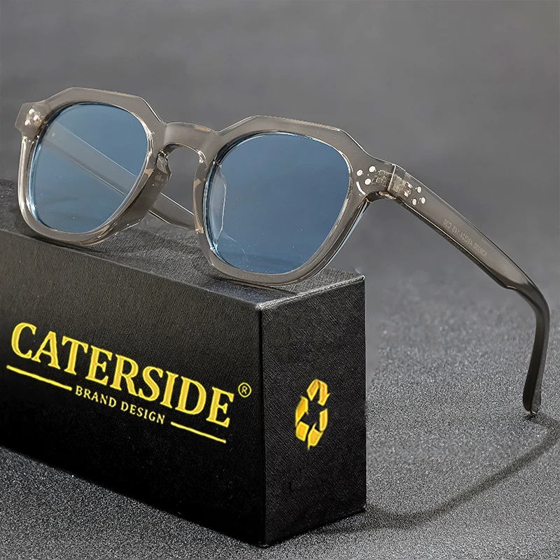 CATERSIDE rétro lunettes de soleil polarisées hommes ultraléger TR90 cadre polygone lunettes de