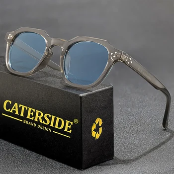 CATERSIDE Retro แว่นตากันแดดโพลาไรซ์ผู้ชาย Ultralight TR90 กรอบรูปหลายเหลี่ยมแว่นตากันแดด UV400 กลางแจ้งคุณภาพสูงแว่นตาเดินทาง