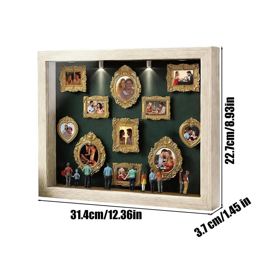 Mini Museum Fotoalbum hars Museum Silhouette Box Stijlvolle Creatieve Herinneringsdisplayset met Miniatuurbeeldje en Goud voor Cadeaus