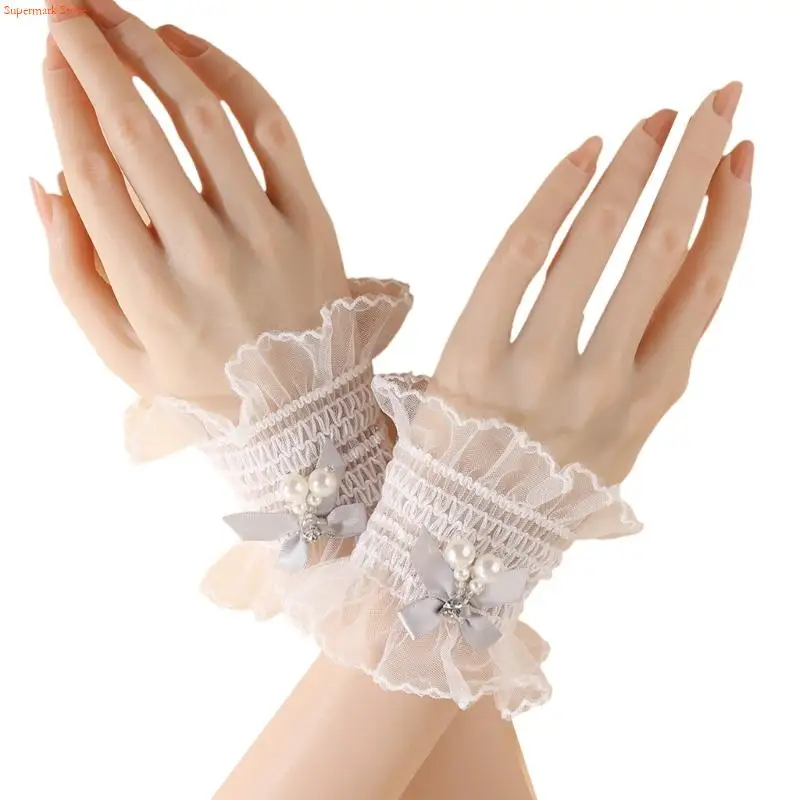 Q5WE أصفاد ذراع مشذبة بالدانتيل ملفتة للنظر، إكسسوار خفيف الوزن لحفلات الزفاف أو الملابس الكاجوال #4