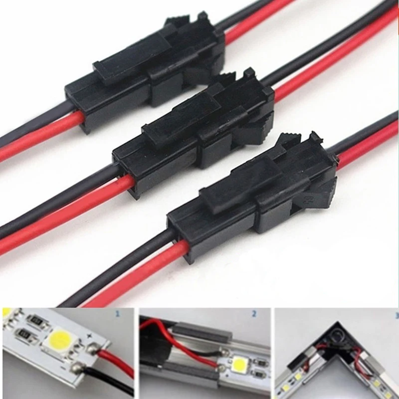 10 Pairs 15cm Long JST SM 2 Pin Plug Socket Male to Female Connector Wire LED Strip Light Connector Adapter Cable For Tape Light