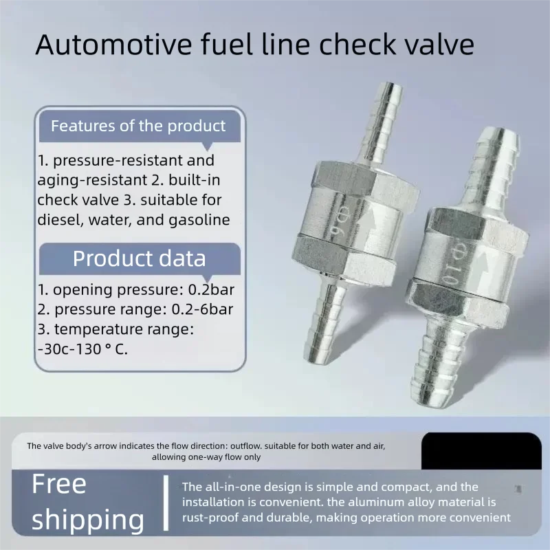 Aluminum Alloy Check Valve for Automotive Diesel Fuel Pipeline 6/8/10/12mm Sizes Available for Machinery