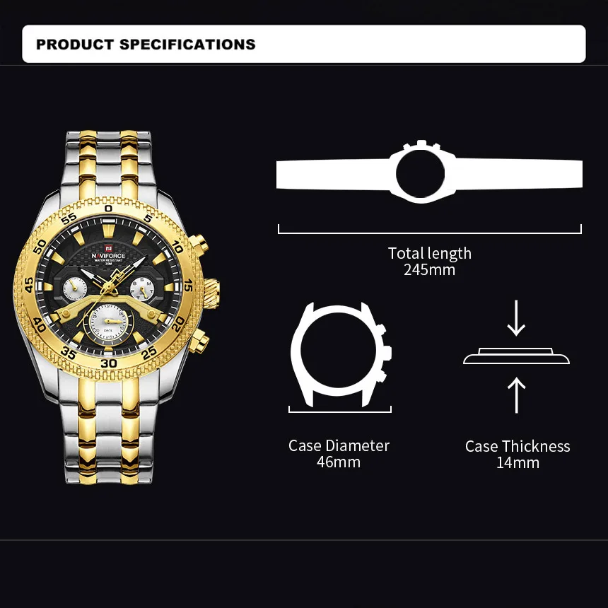 NAVIFORCE New Design Watch For Men Luxury Fashion Luminous Chronograph Waterproof Date Week Quartz Wristwatch Relogio Masculino