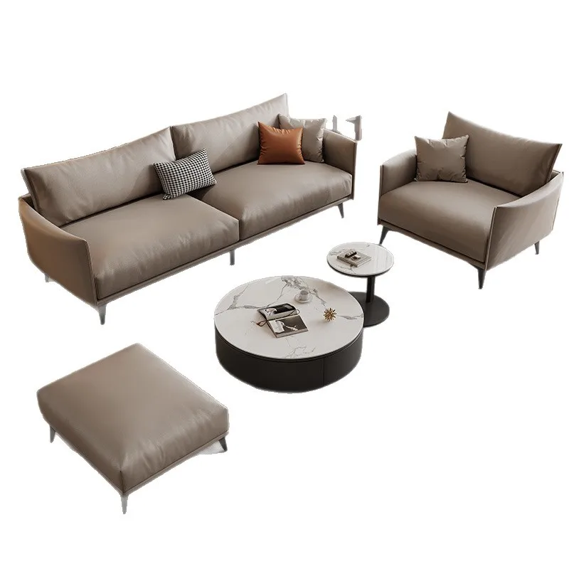 Leather simple business reception room office sofa meeting area leisure office sofa coffee table combination three people