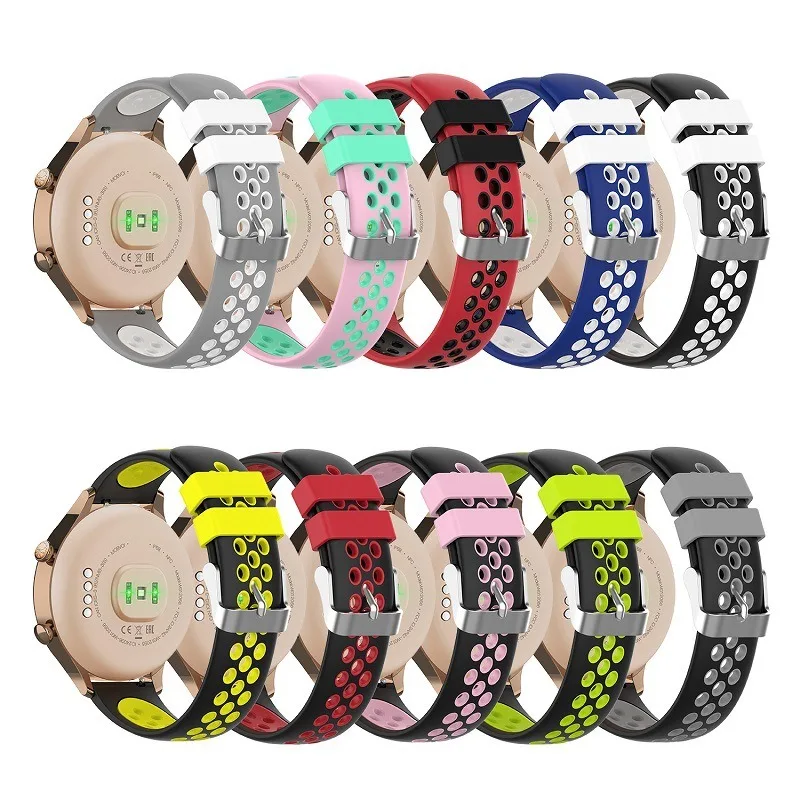 20mm 22mm Sports Bicolor Strap for TicWatch ProX Pro3 GTX Silicone Band For TicWacth Pro 3/2021/S X/GTX GTW/E2 S2/GTH E3 E