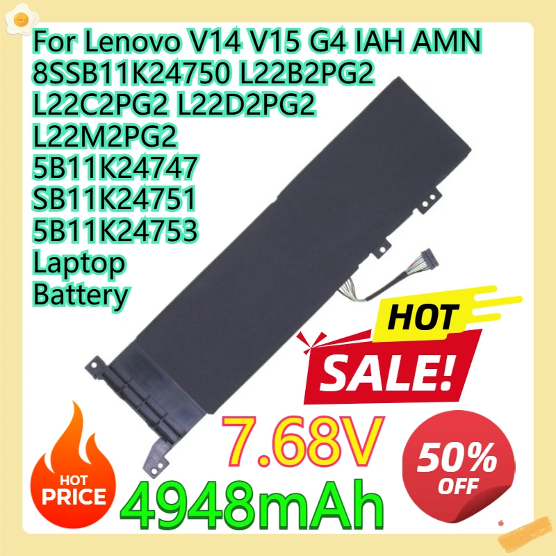 

For Lenovo V14 V15 G4 IAH AMN 8SSB11K24750 L22B2PG2 L22C2PG2 L22D2PG2 L22M2PG2 5B11K24747 SB11K24751 5B11K24753 Laptop Battery