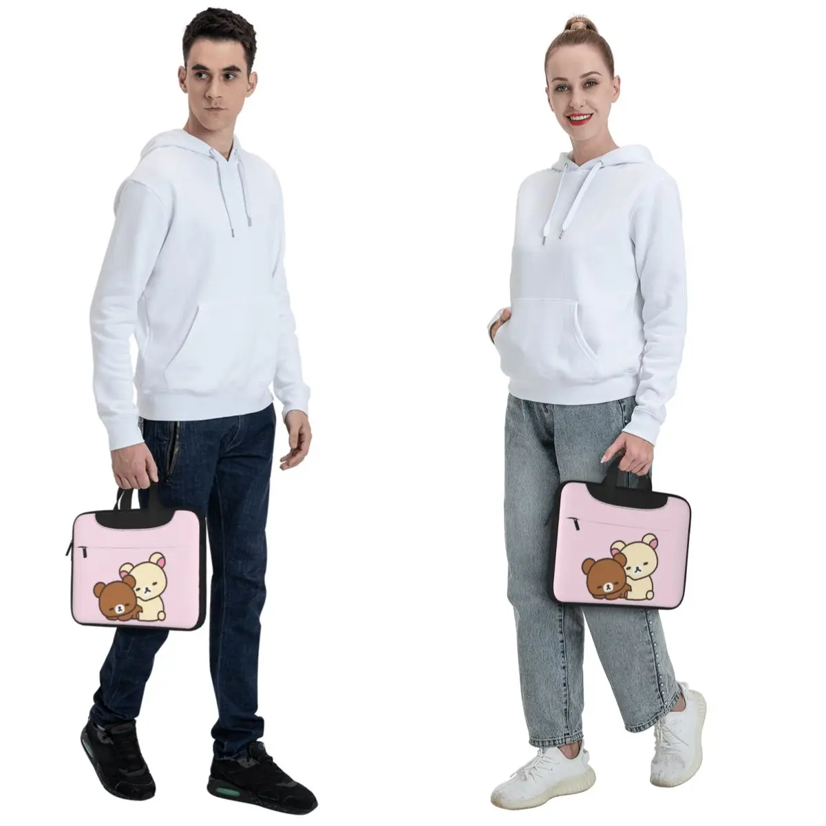 リラックマと仲間たち！ クロスボディ ラップトップ バッグ ケース コンピューター バッグ 耐久性のある保護ノートブック ポーチ Lenovo 用