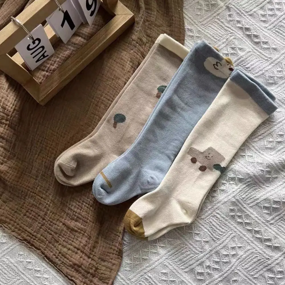 

3Pairs Elastic Strawberry Calf Socks Baby Flower Cotton Toddle Cotton Stockings Cute Animals Print Baby Mid Tube Socks Kids