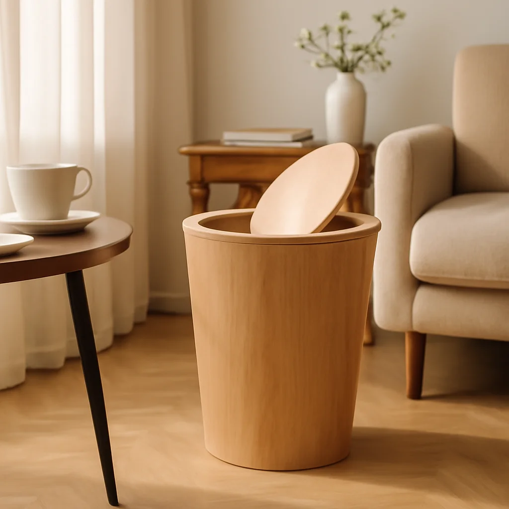 

Scandinavian Wooden Trash Can with Lid,Modern Waste Bin for Home Kitchen Office, Minimalist Odor-Proof Paper Bin Sale