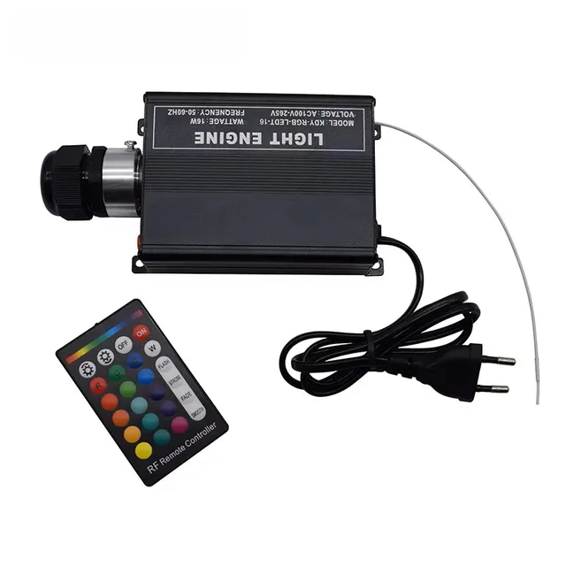 1X Oświetlenie LED RGB o wysokiej jasności 16W światłowodowy silnik świetlny z 24-klawiszowym pilotem RF