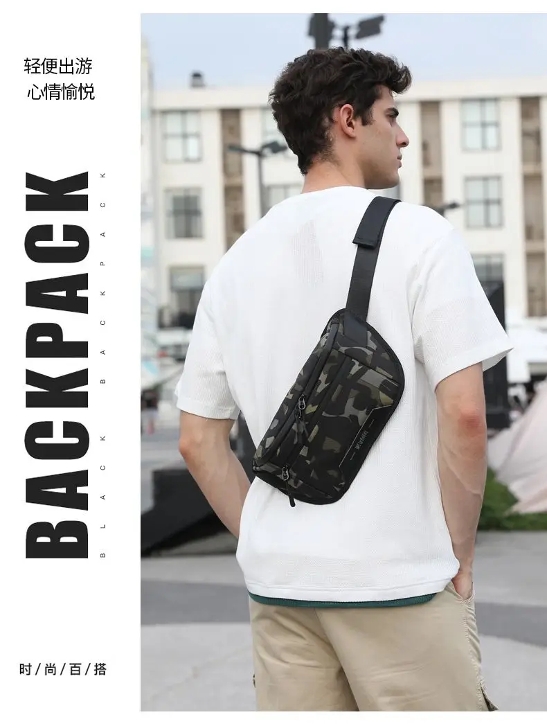 Marsupi da uomo in tinta unita alla moda Borse da petto unisex in nylon di alta qualità Borsa a tracolla da viaggio casual Borsa da cintura sportiva maschile