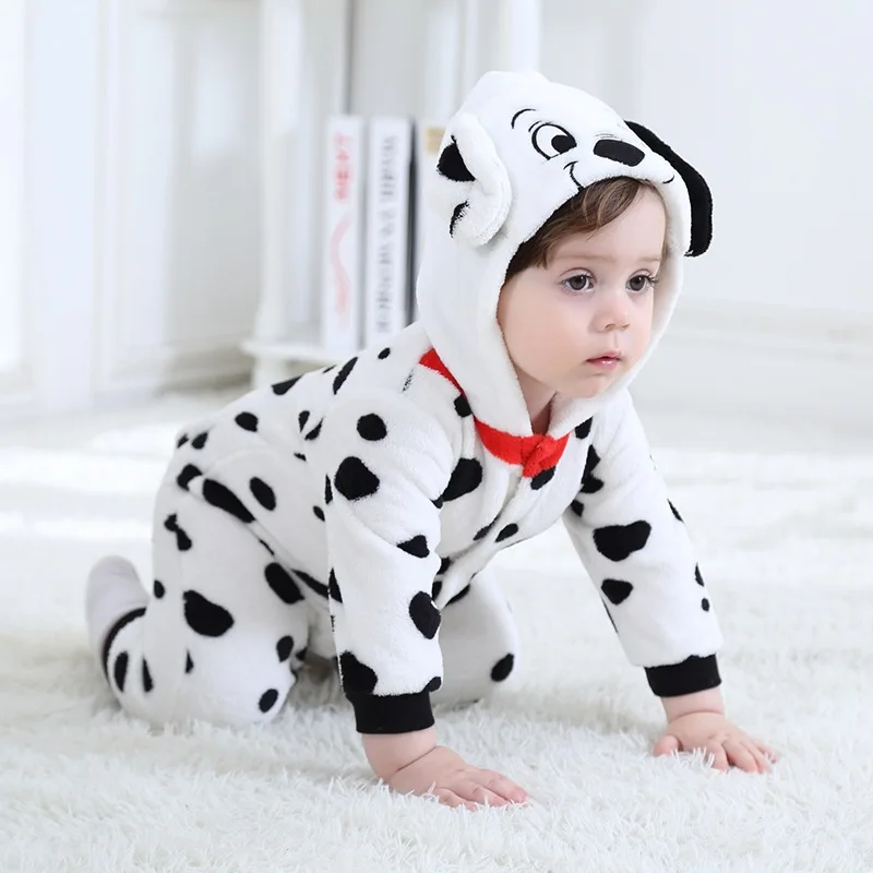 Winter Cartoon Cute Onesie for Baby Funny Cosplay Costume Flannel Home Pajamas Children Warm Fashion Thickened Hooded Rompers