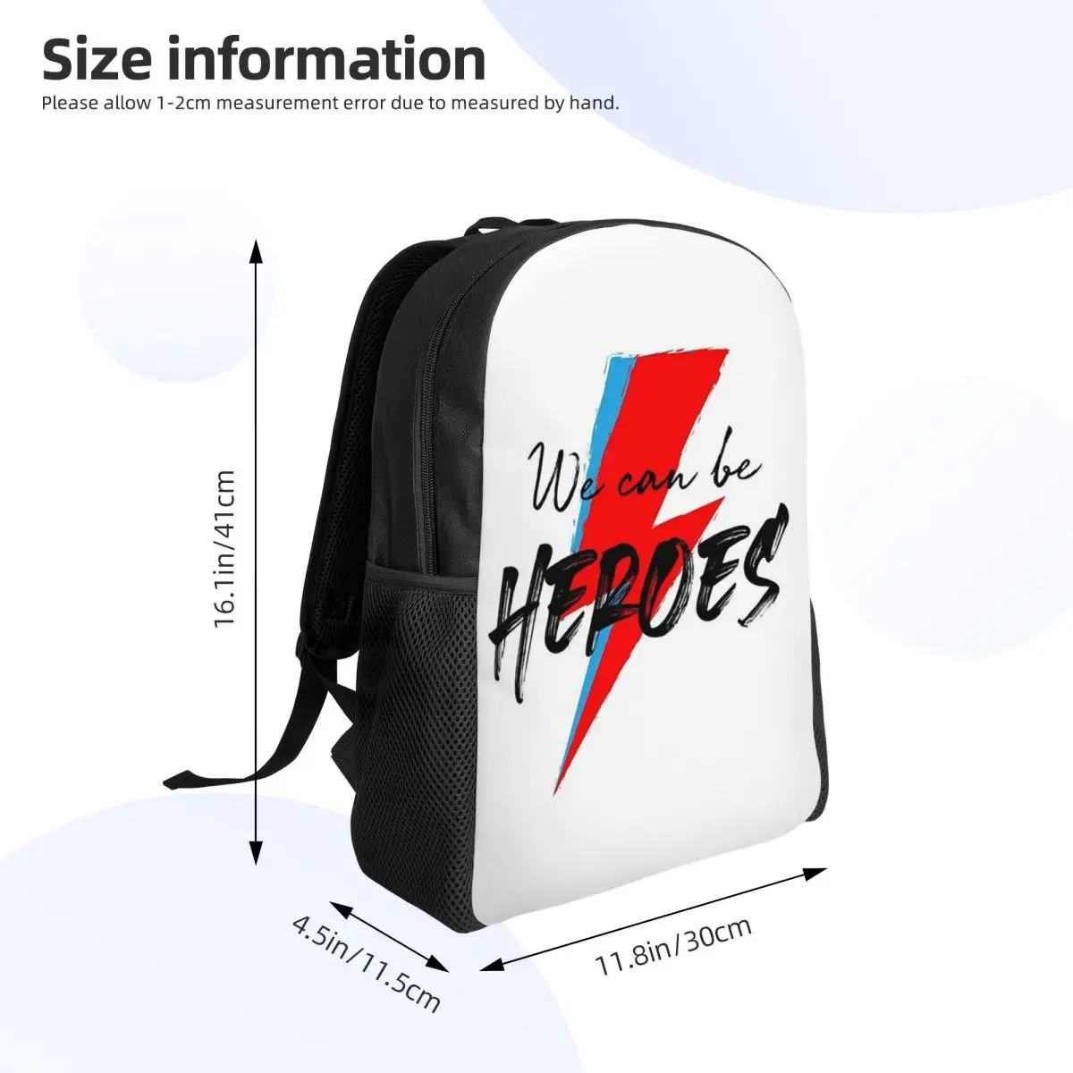We Can Be Heroes Bowie Student Backpack School Bag Hiking Travel Daypack for Men Women Fashion Bookbag Shoulder Bags