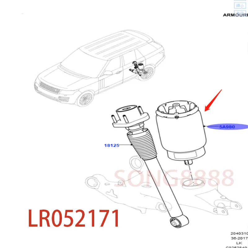 For Land Rover\'s Rear Air Suspension Spring Bag Range Rover L405 13-RR Sport L454 14 Shock Absorber Bag LH LR052171 RH LR044853