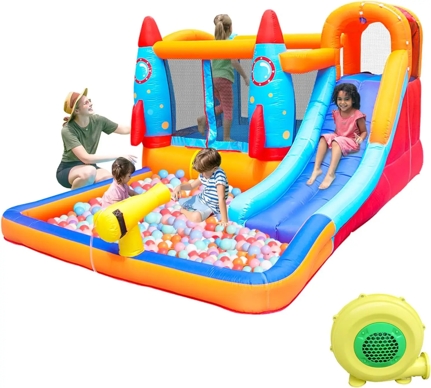 Toboggan gonflable-maison de rebond pour enfants, château gonflable pour enfants en plein air, maison de rebond d'eau avec toboggan, Par d'eau gonflable