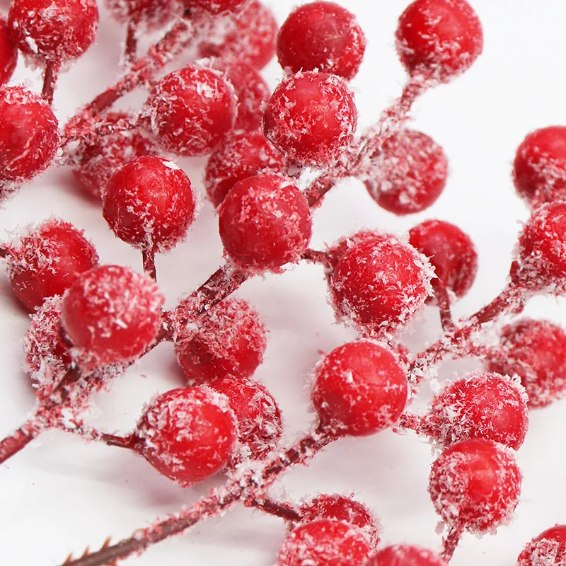 (10 pieces/pack) 22cm with Frost Berry Props Christmas Decorations Artificial Berry String DIY Decoration