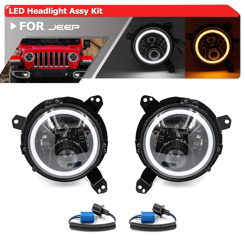 7Inch Led Headlight w/Mounting Bracket Adapters For Jeep Wrangler JL 2018-2023 Gladiator JT 2019-2021 DRL/Turn Signal/Hi/Lo Beam