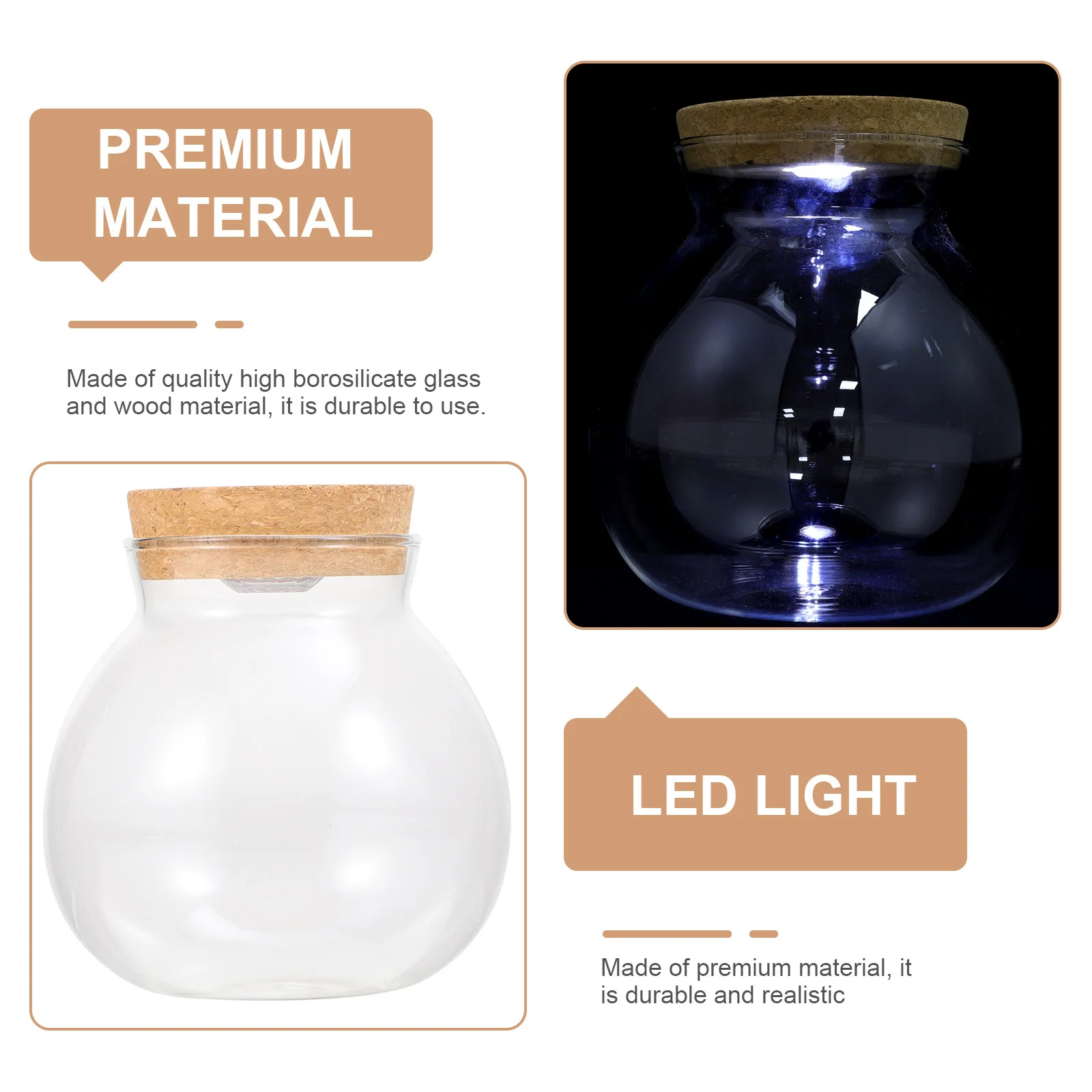 

Fish Tank Micro Landscape Bottle Borosilicate Glass Transparent Cylindrical Bottle with LED Light Decorative Glass Vase