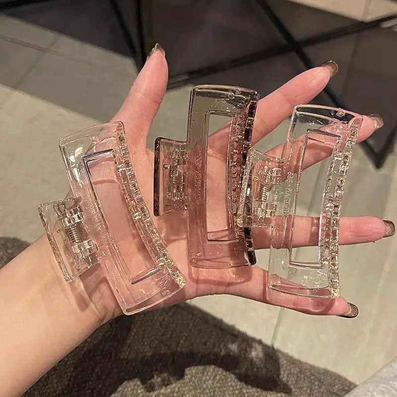 

New 8.5cm Strong Hold Hair Claw Clips for Women Korean Large Transparent Shark Clips Girl Ponytail Hair Accessories