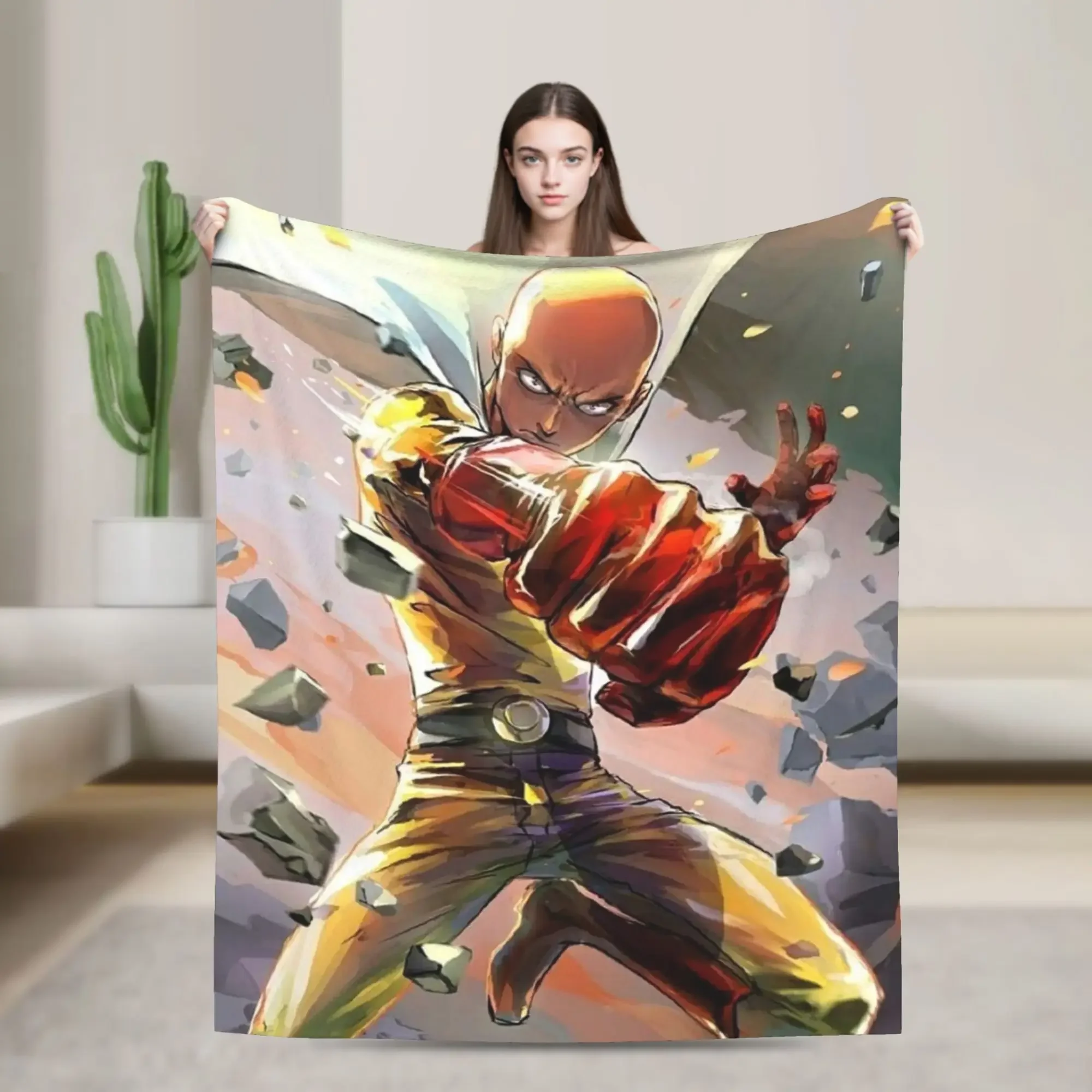 

Флисовое одеяло с рисунком аниме One Punch Man, легкое постельное белье с изображением Сайтамы для дома, офиса, дивана