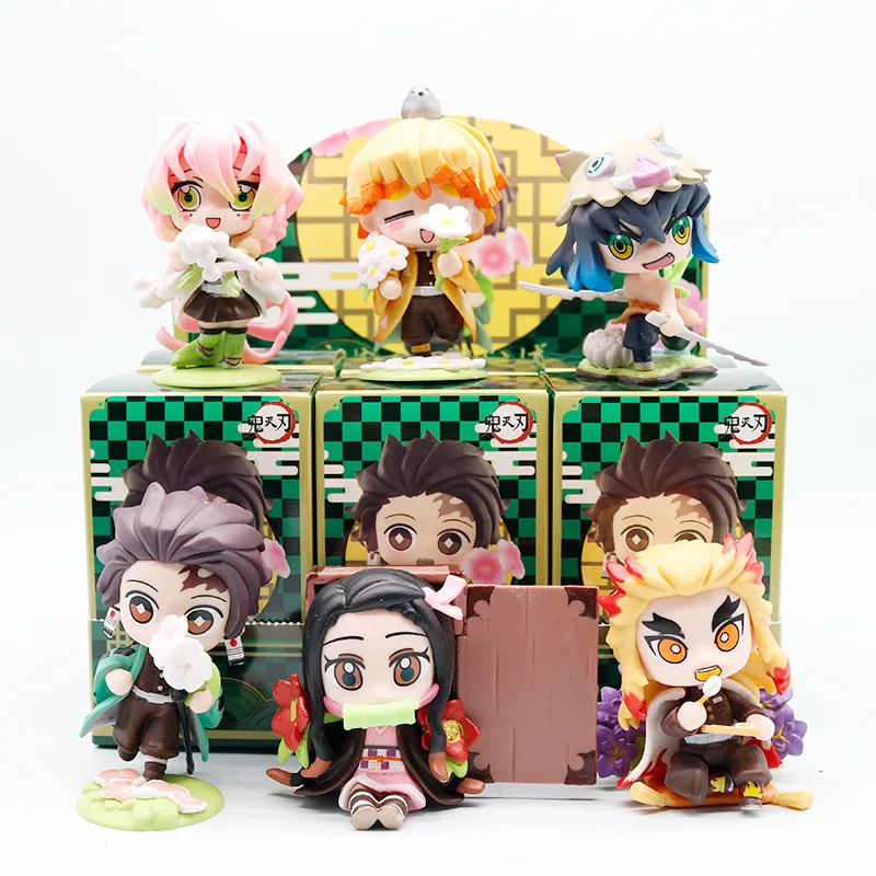 

Demon Slayer anime figurines, blind box car ornaments, desktop decorations, Tanjiro and Inosuke figures, PVC models, and gifts.