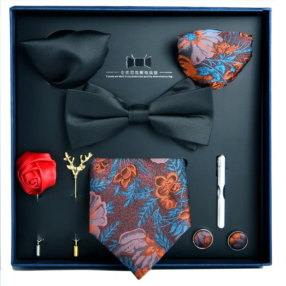 

Tie men's formal striped 8-piece gift box for groom's wedding, business, administrative interview, gift giving, new in stock