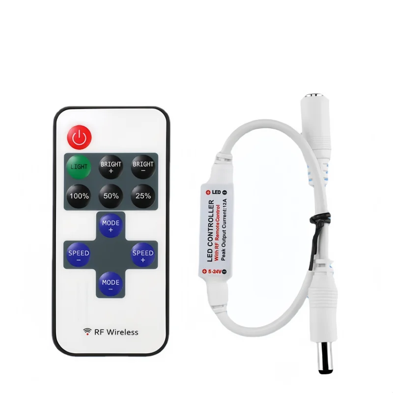 1PCS RF11 key monochrome controller intelligent wireless radio frequency dimmer led strip controller DC/USB/red and black