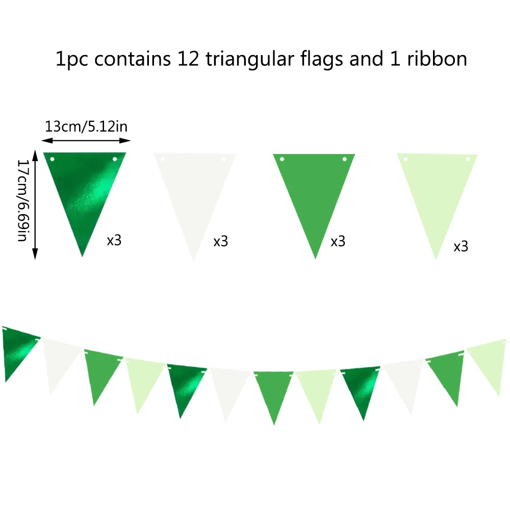 Groene en witte driehoekige vlag - Verjaardag Pensioen Bruiloft Bachelo Partyyl Babyshower Bruidsdouche Feestartikelen Feestbanner