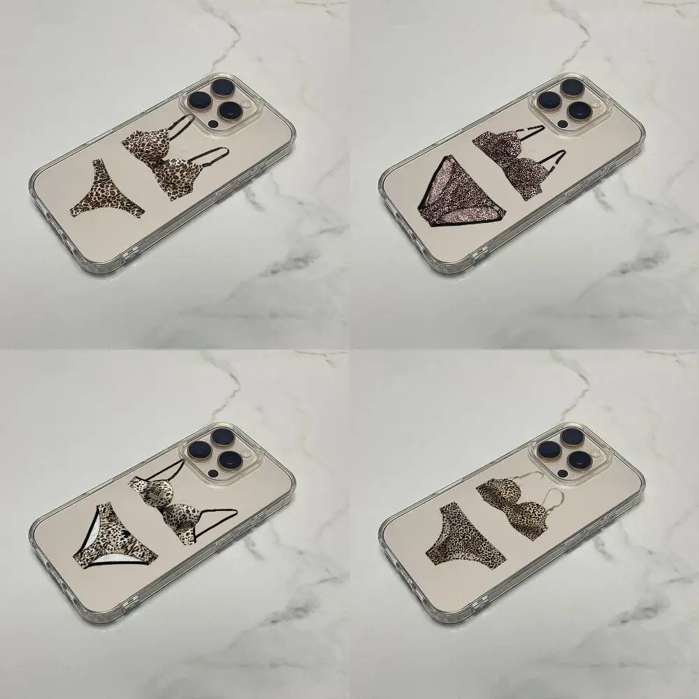 

Leopard Print Briefs Bikini Panties Phone Case For iPhone 16,15,14,13,12,11 Plus,Pro,Max,XR,XS,Plus,E,SE4,Mini Transparent Cover