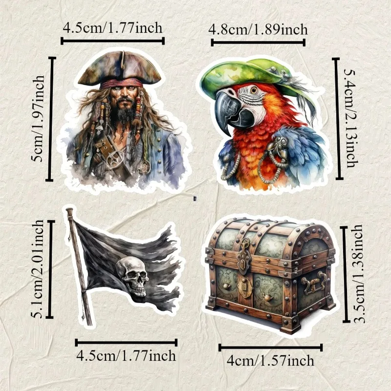 16pcs Cute Self-made Pirate Sailboat Stickers Decoration Scrapbooking Cartoon Waterproof Stationery Diy Planner Book Travel