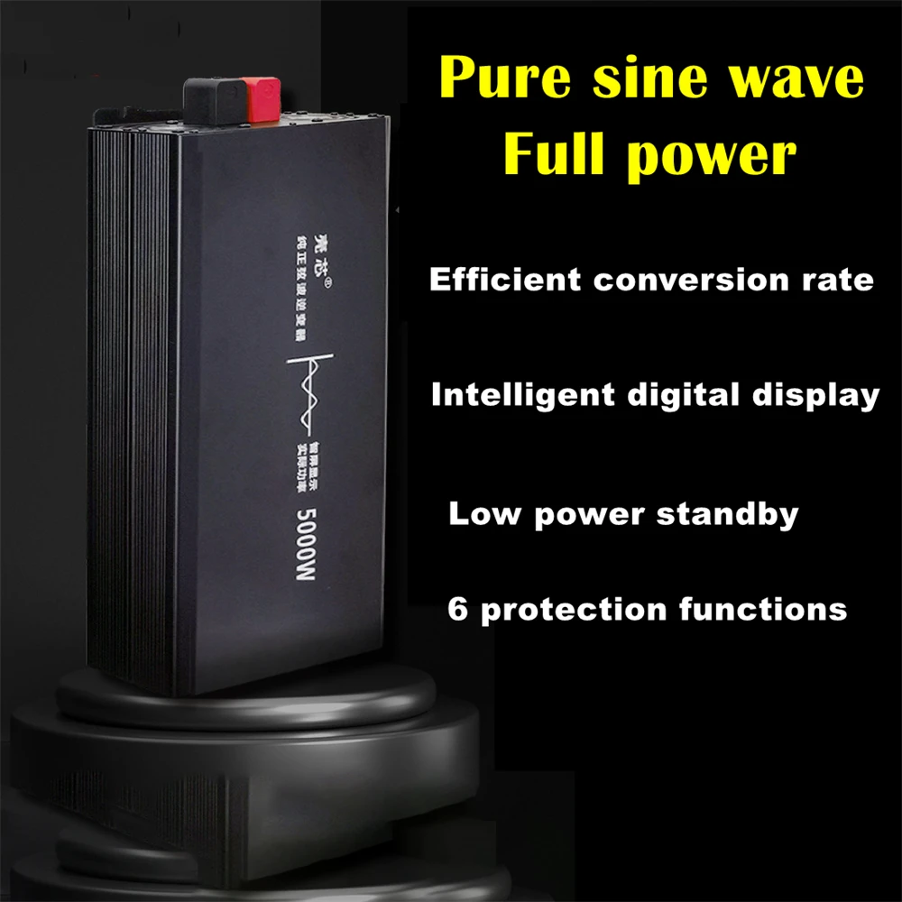 Pure Sine Wave Inverter 6600W 10000W 12V 24V 48V 60V To AC 220V 110V 50HZ 60HZ Portable Power Bank Converter Solar Car Inverter