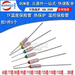 5PCS TF Thermal Fuse RY 10A 250V Temperature 65C 73C75C 85C 100C 110C 120C 130C 152C 165C 172C 185C 192C 200C 216C 240C 280C