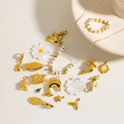 5/3Pcs 1pc Stainless Steel 18Style Ocean Element Starfish Turtle Pendant Charms for DIY Necklace Bracelet Jewelry