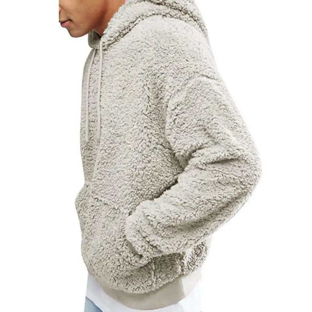 Męski top jesienno-zimowy, męski, modny, na co dzień, ściągany sznurkiem, z kapturem, długi rękaw, pulower z kapturem, jagnięcy plusz gruby bluza z kieszenią