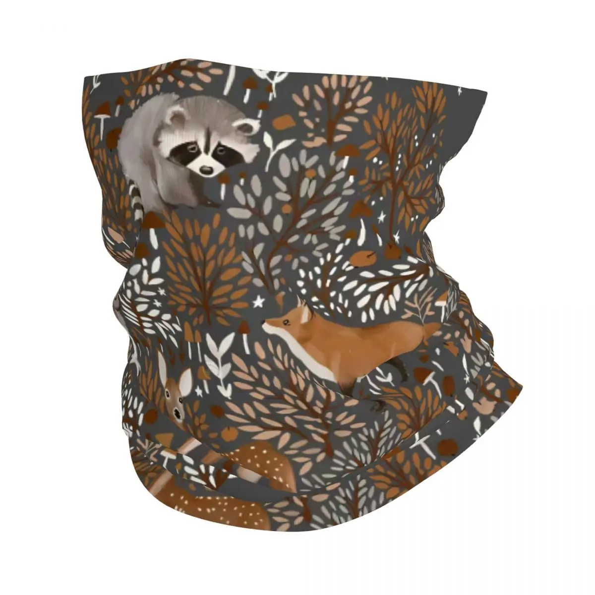 Wild Animal Fox Deer Thin Bandana Neck Gaiter British Folk Wrap Scarf Headband Neck Cover