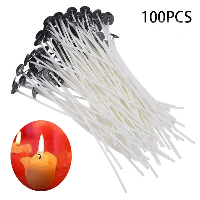 50PCS/100PCS Candle Wicks Smokeless Wax Pure Cotton Core For DIY Candle Making Pre-Waxed Wicks Party Supplies 2.5-20cm