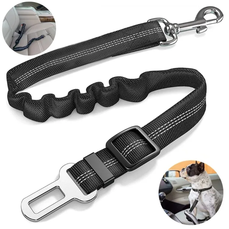 

Durable Nylon Dog Seat Belt For Small Large Dogs Adjustable Reflective Elastic Lead Puppy Travel Car Safety Rope French Bulldog