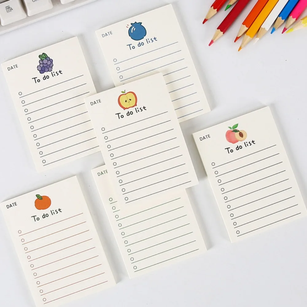 50 Sheets To Do List Memo Pad Cute School Stationery Notes ins Portable Notepad Office Supply Fruit Notebook Message Note Book