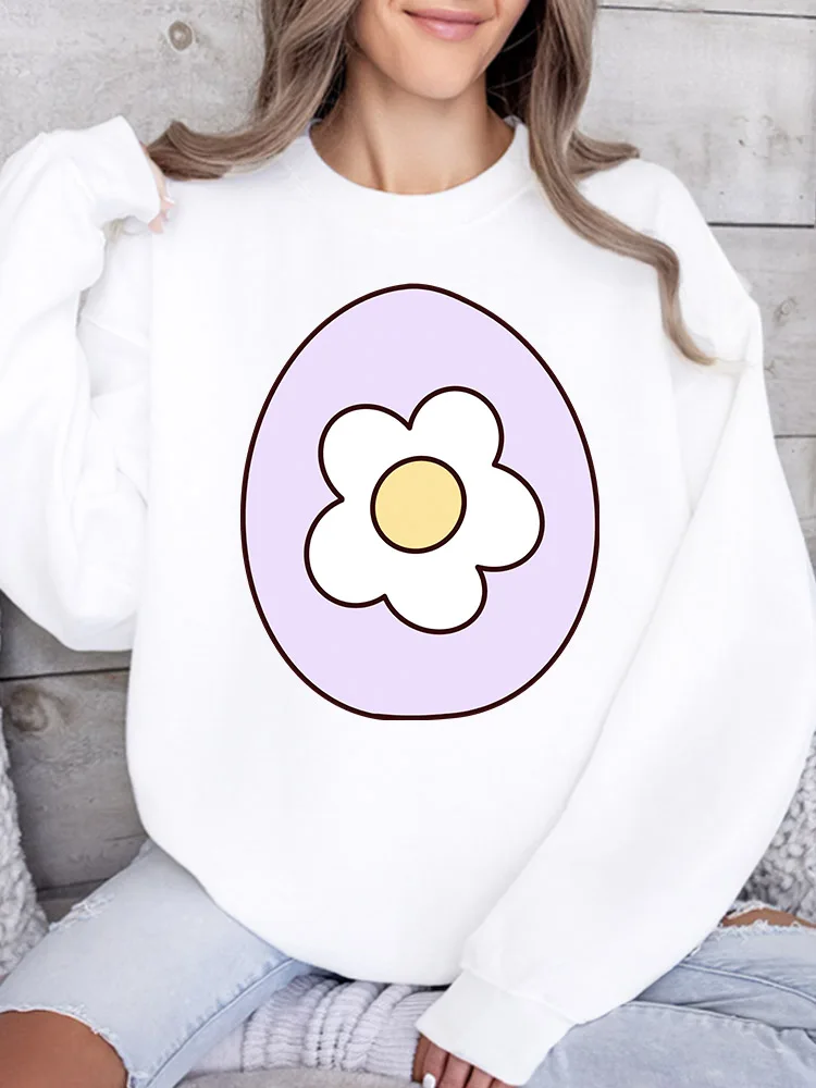 

Фиолетовый свитшот с пасхальным принтом для женщин, повседневный пуловер с круглым вырезом и длинными рукавами, свободный крой, для ежедневной носки