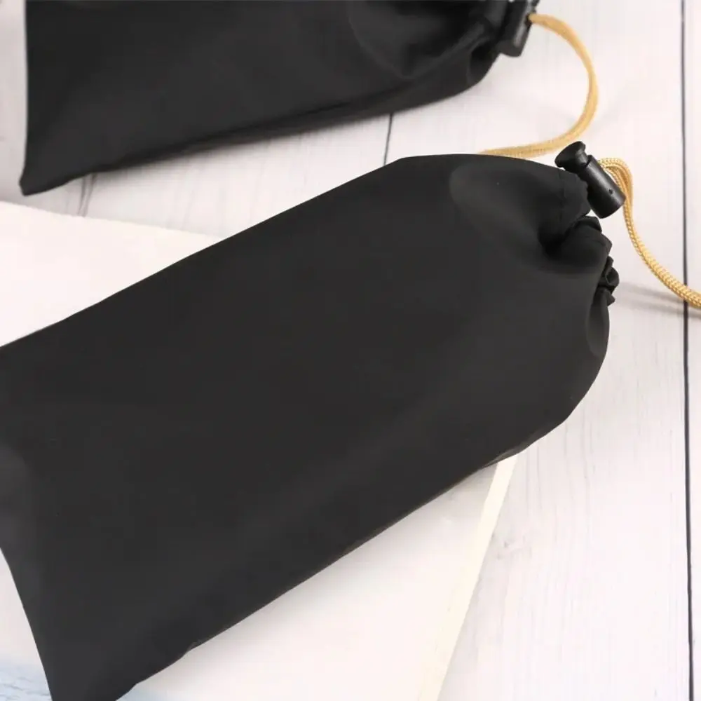 PU Leather Phone Storage bag with Draw String Large Capacity Power Bank Case Black Waterproof Headphone Case Pouch