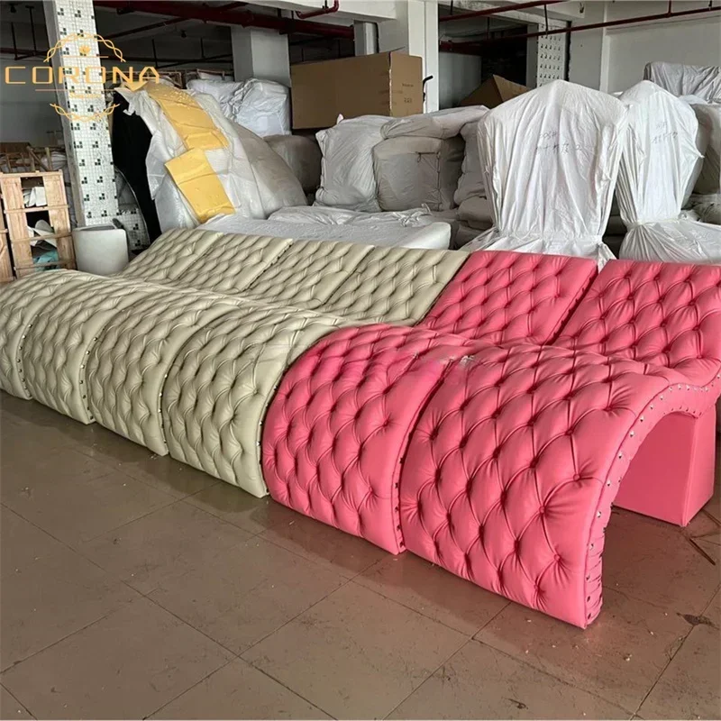 Luxury Pink Salon Beauty Bed Curved Lash Bed for Facial Beauty Salon