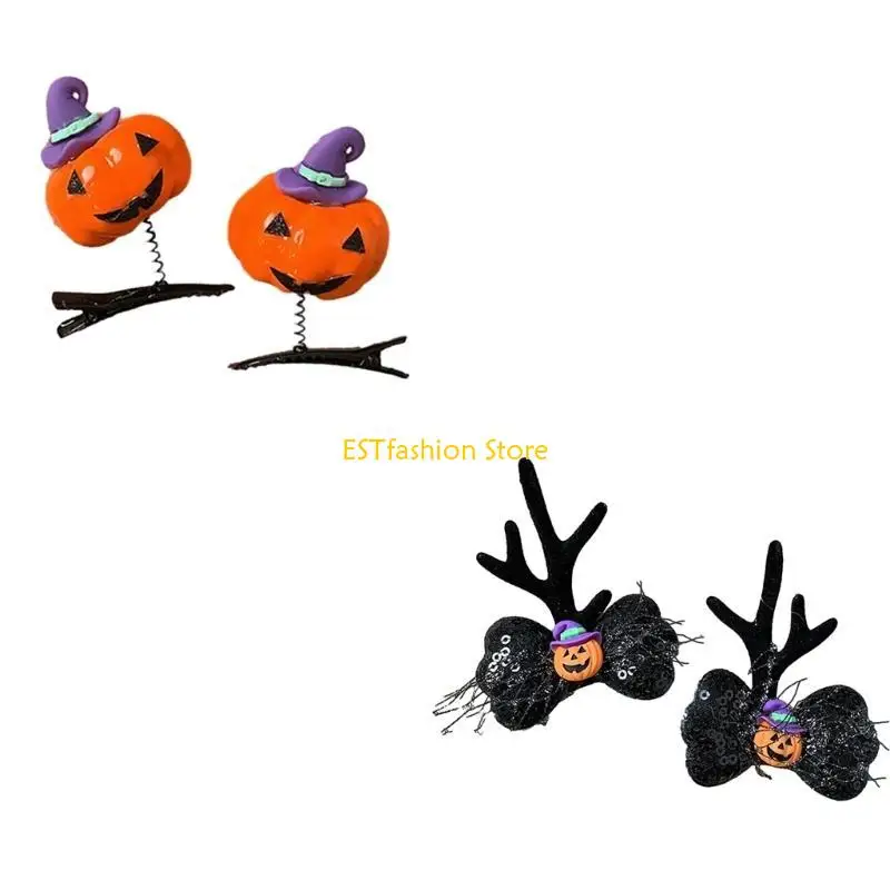 Y5GC Halloween Theme Hair Clip for All Age Duckbill Clip Hairpin Gothic Side Clip Holiday Hair Barrettes for Children Adult