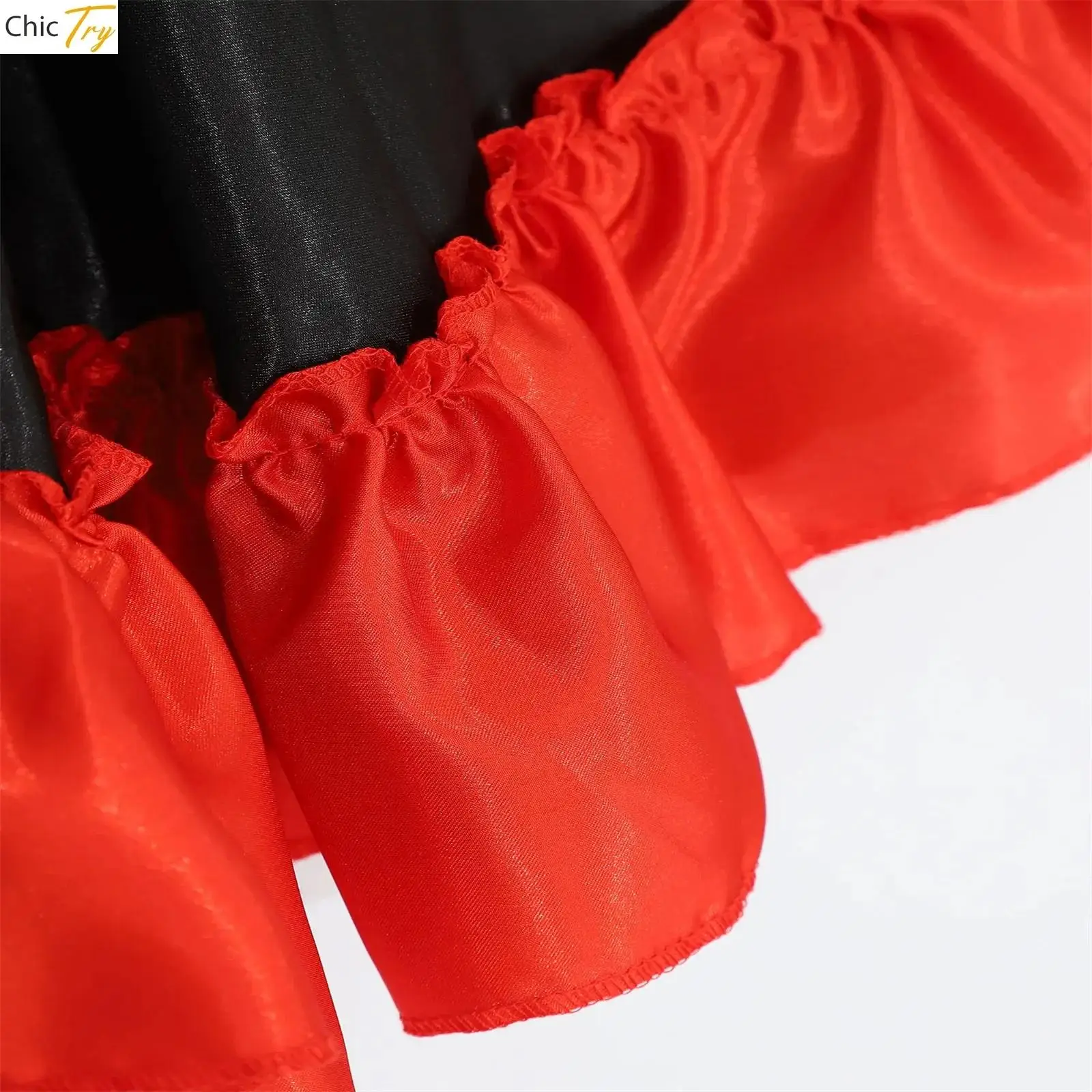 Falda de baile de toro español, vestido de Flamenco con dobladillo con volantes, falda larga roja de satén brillante, vestido de baile oscilante de 180/360 grados